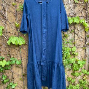 Not Perfect Linen Drop Ruffle Maxi Dress - Admiral